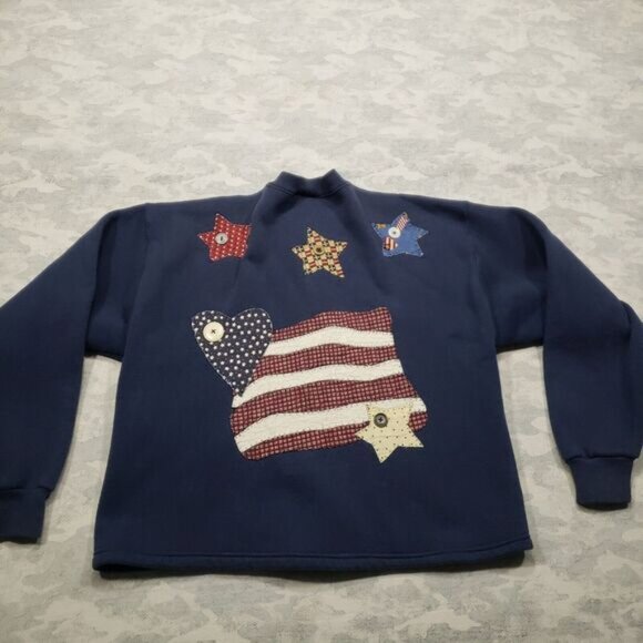 Vintage Brittania Levis Cardigan Womens Large Blue Made USA Fleece Long Sleeve - Picture 6 of 9